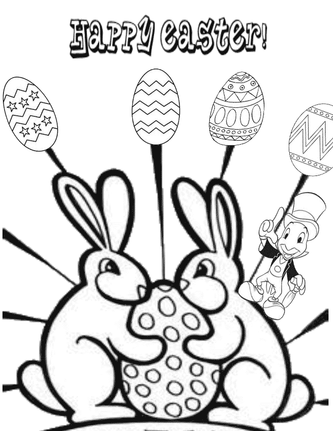 Jiminy Cricket And Easter Bunny Coloring Page