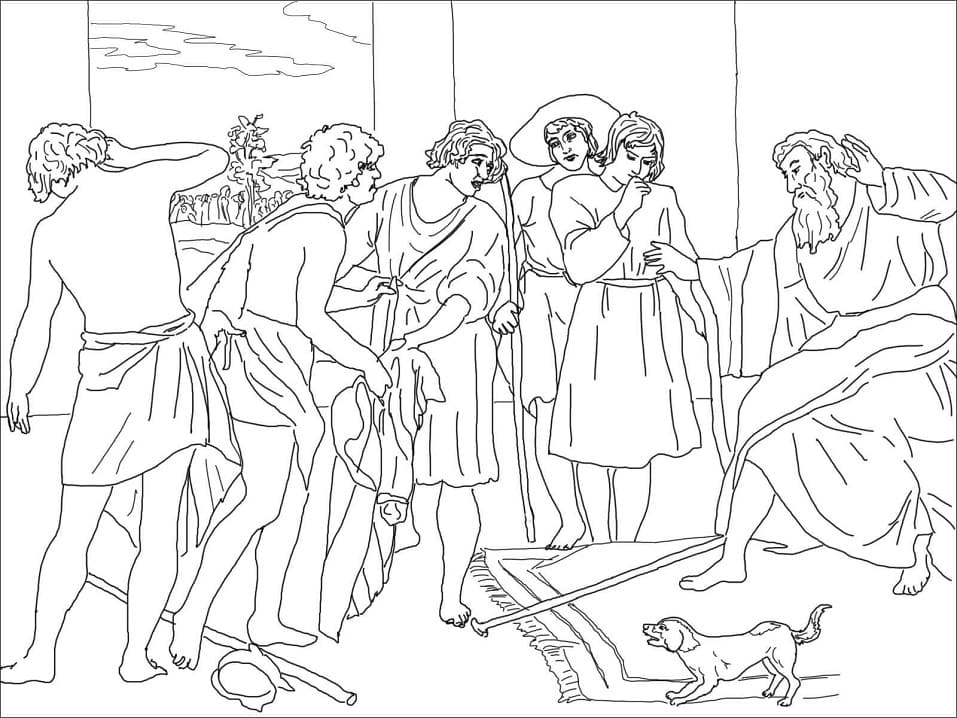Joseph’s Bloody Coat Brought to Jacob For Kids Coloring Page