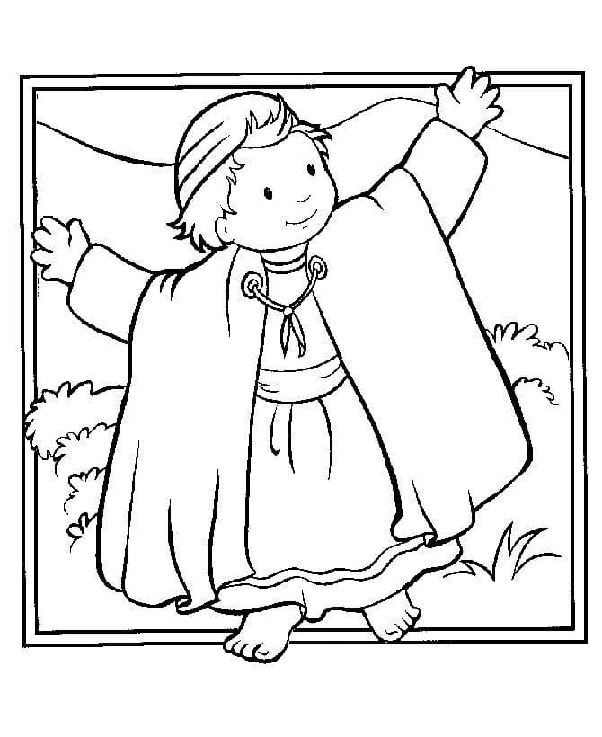 Joseph and Coat Cool Coloring Page