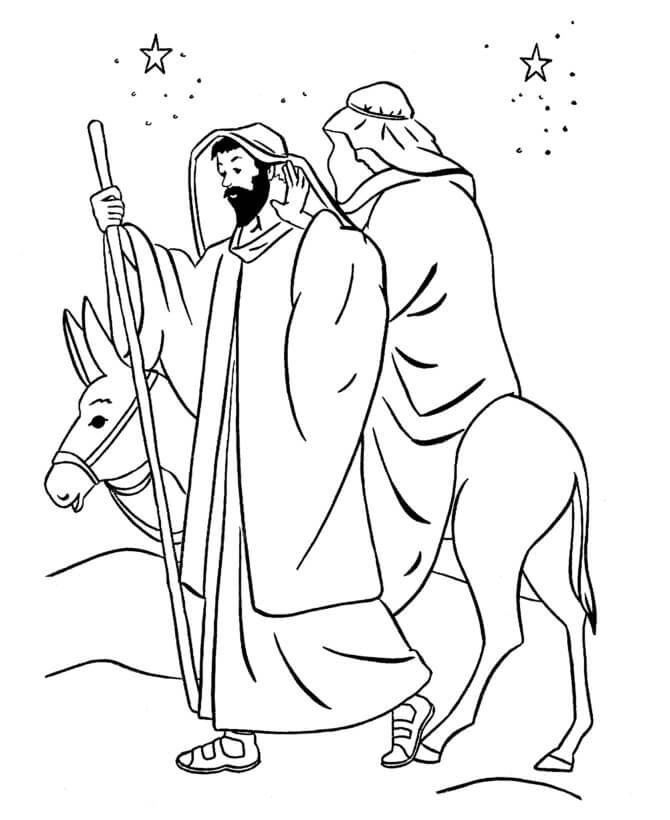 Cool Joseph And Mary Bible Coloring Page