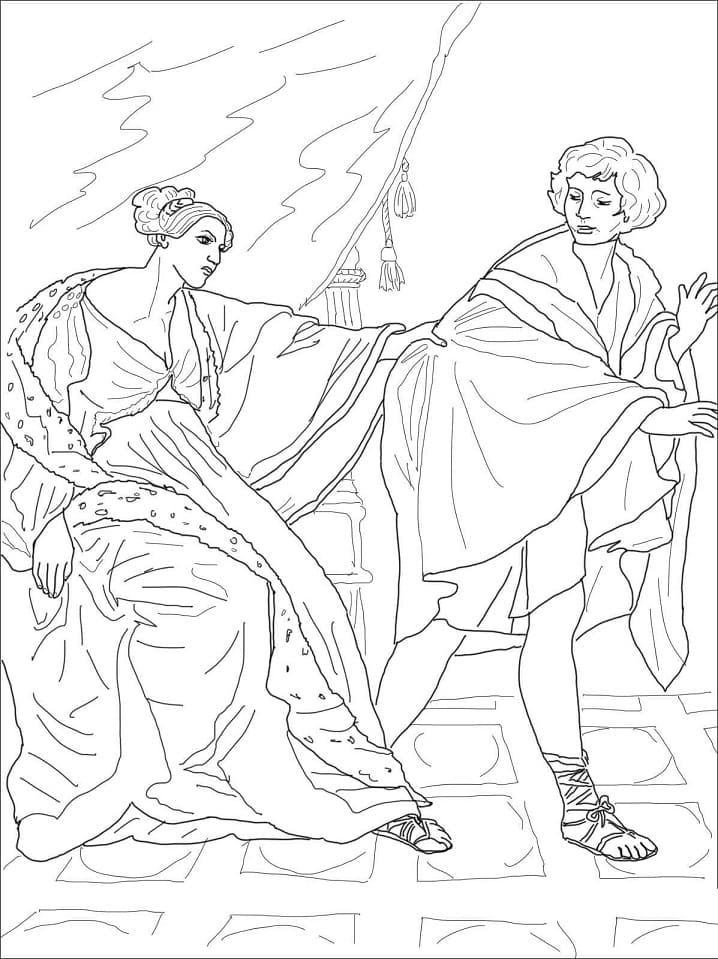 Cool Joseph and Potiphar’s Wife Coloring Page