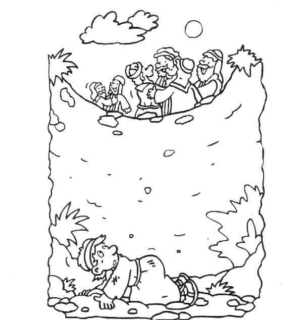 Joseph Thrown in Pit Cool Coloring Page
