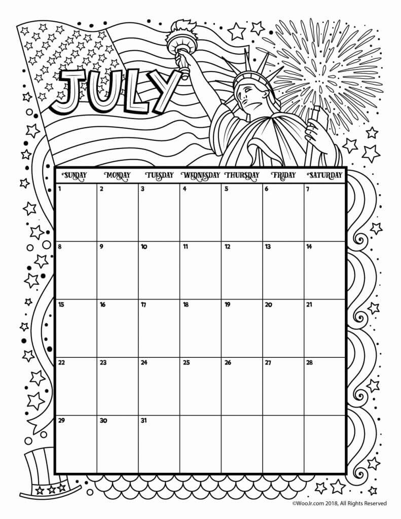 July Coloring Calendar
