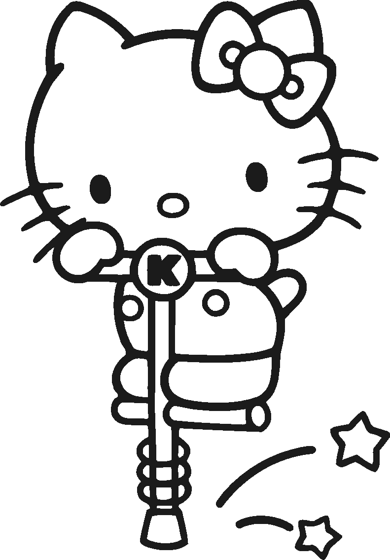 Jumping Hello Kitty Coloring Page