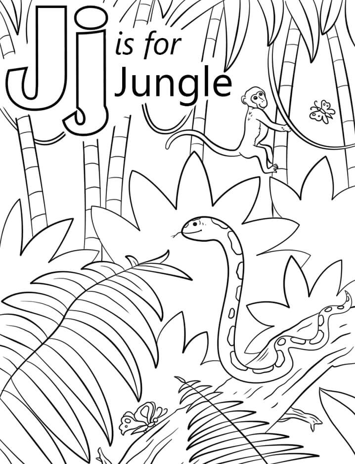 Jungle Letter J Coloring Page