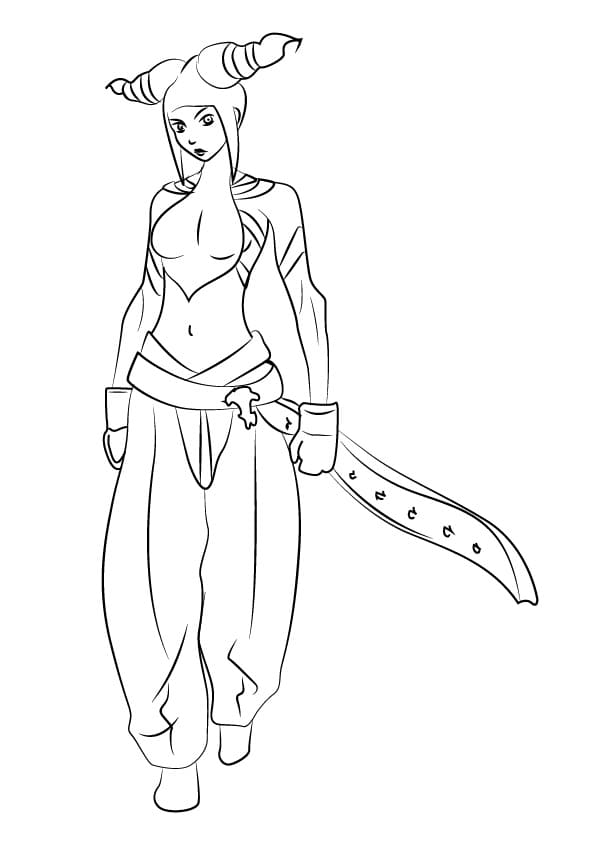 Juri from Street Fighter Coloring Page