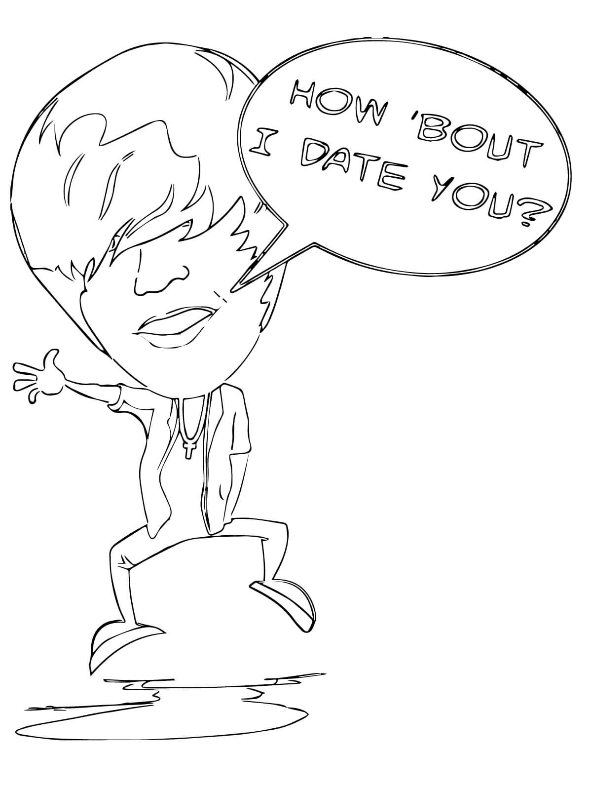 Justin Bieber Date You Coloring Page