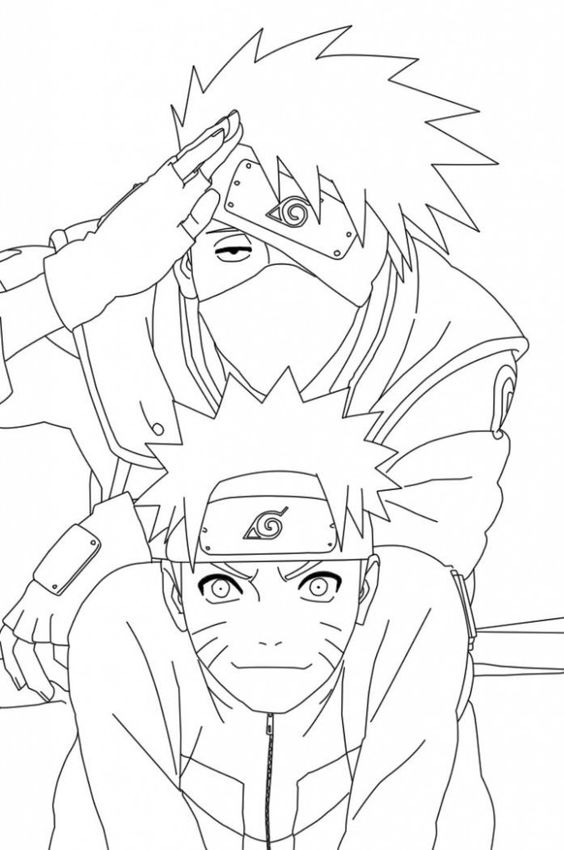 Kakashi And Naruto Coloring Page
