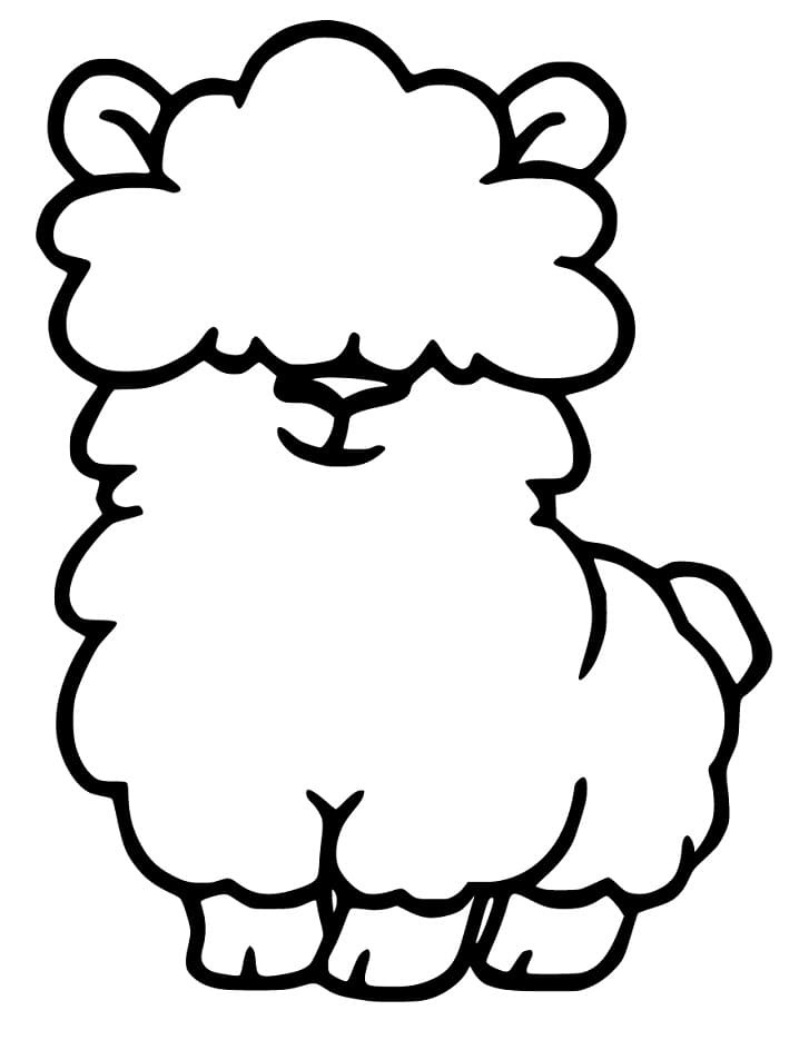 Kawaii Alpaca Coloring Page