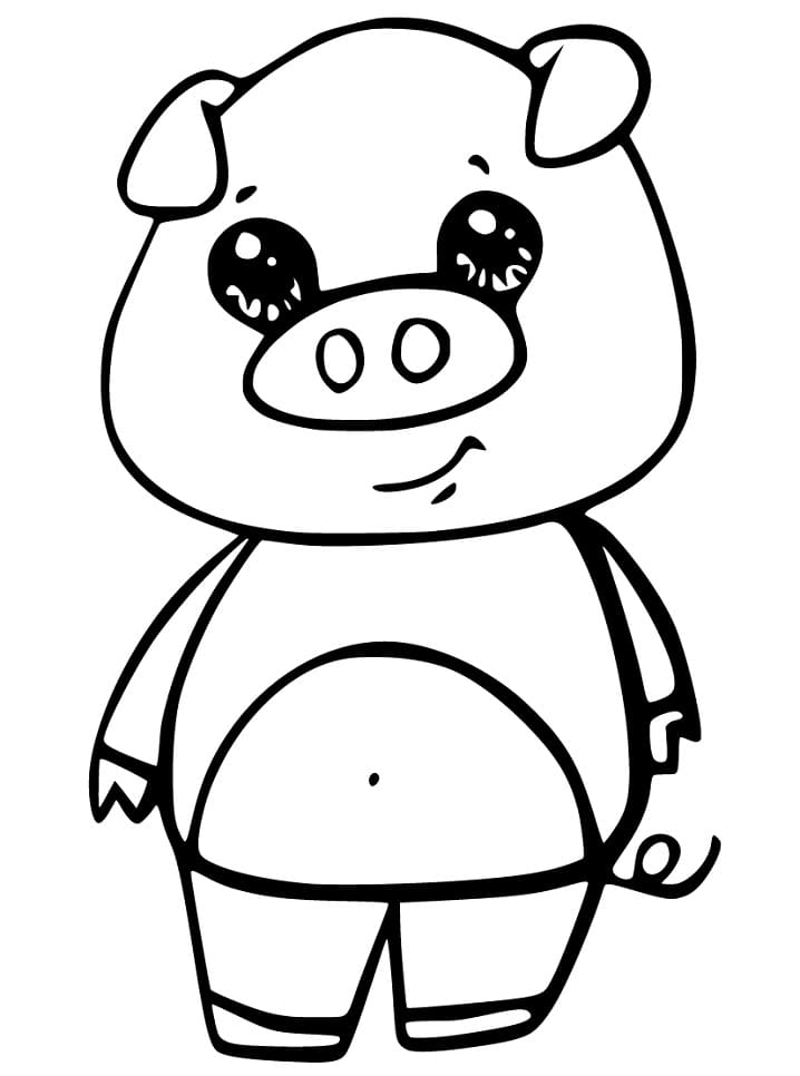 Kawaii Baby Pig Coloring Page