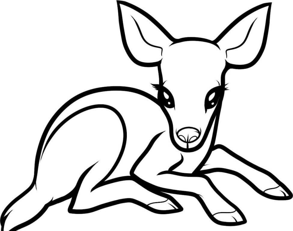 Kawaii Deer Coloring Page