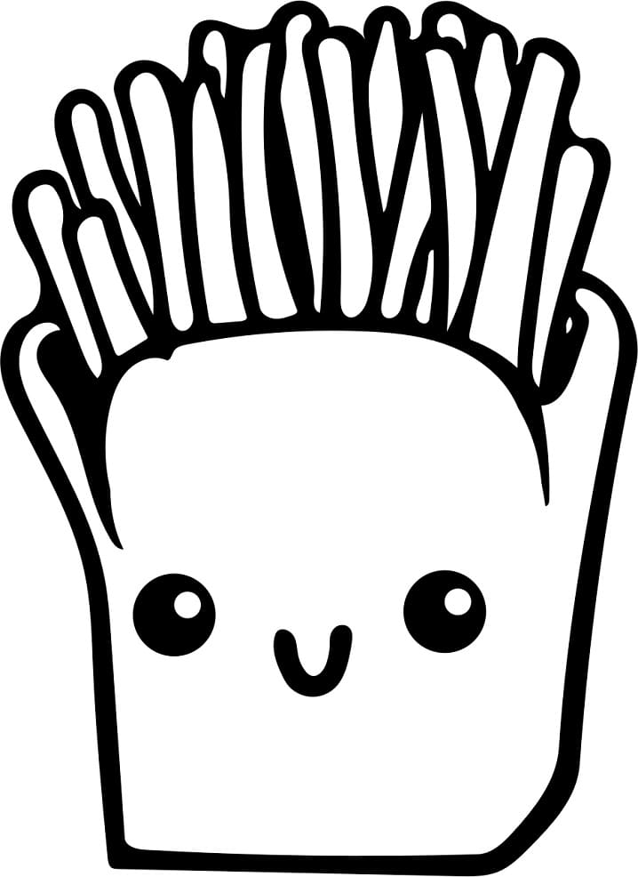Kawaii French Fries Coloring Page