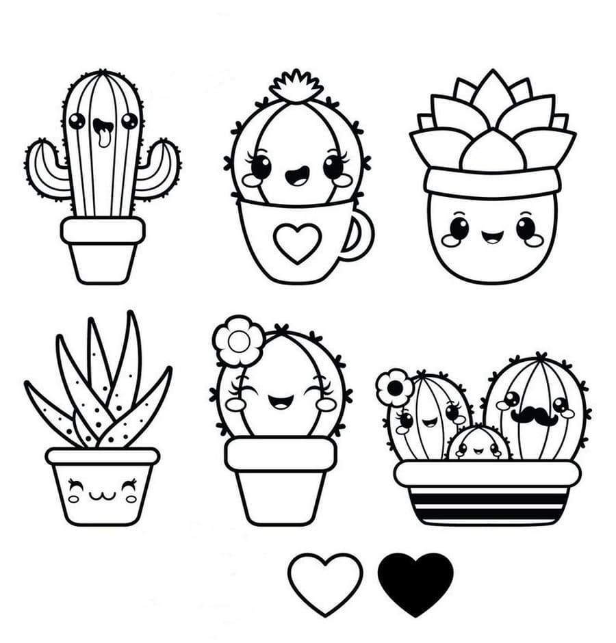 Kawaii Funny Characters Cactus Cactaceae