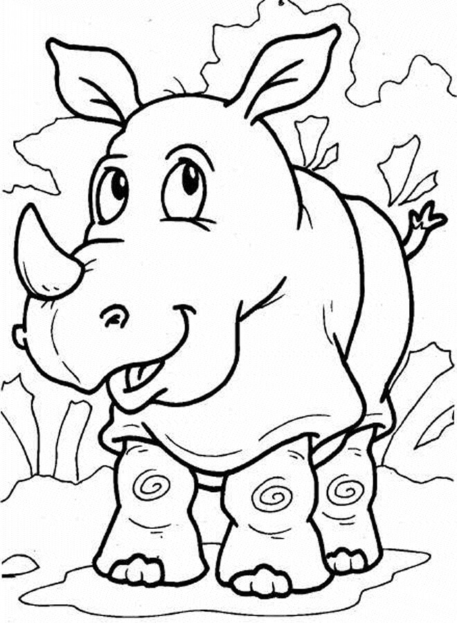 Kawaii Rhino Coloring Page