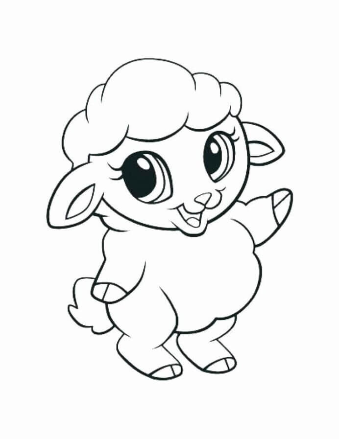 Kawaii Sheep Coloring Page