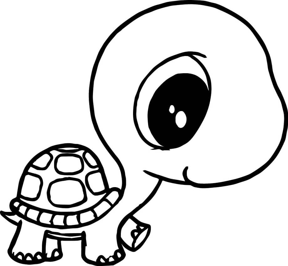 Kawaii Turtle Coloring Page