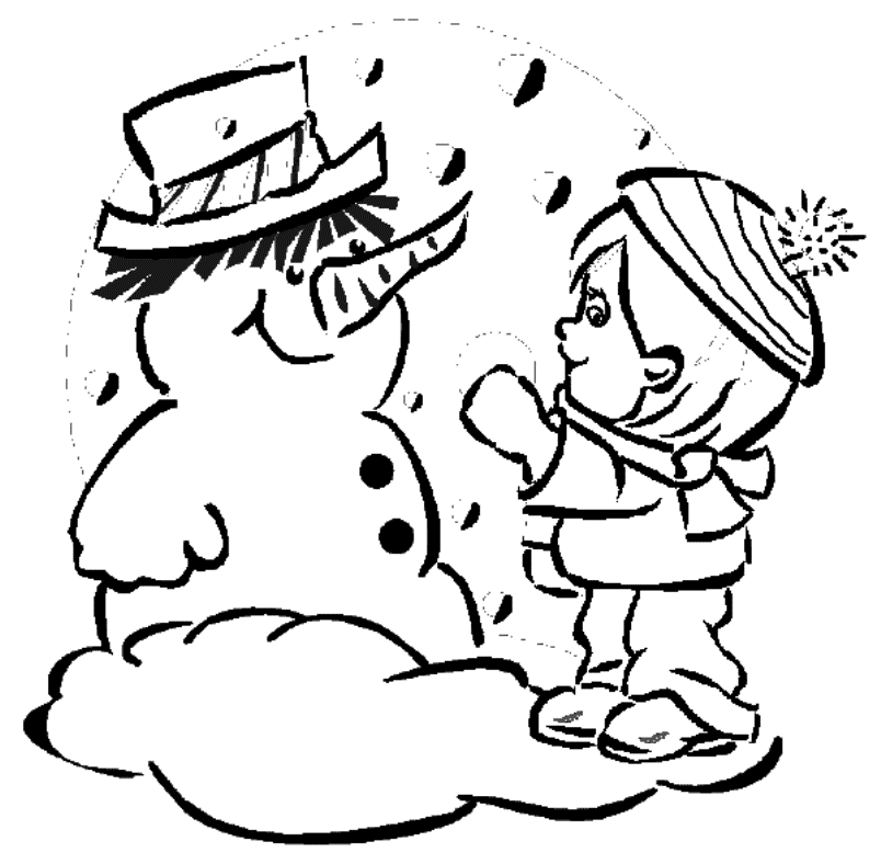 Kid Make Snowman S Winter 4c2c Coloring Page