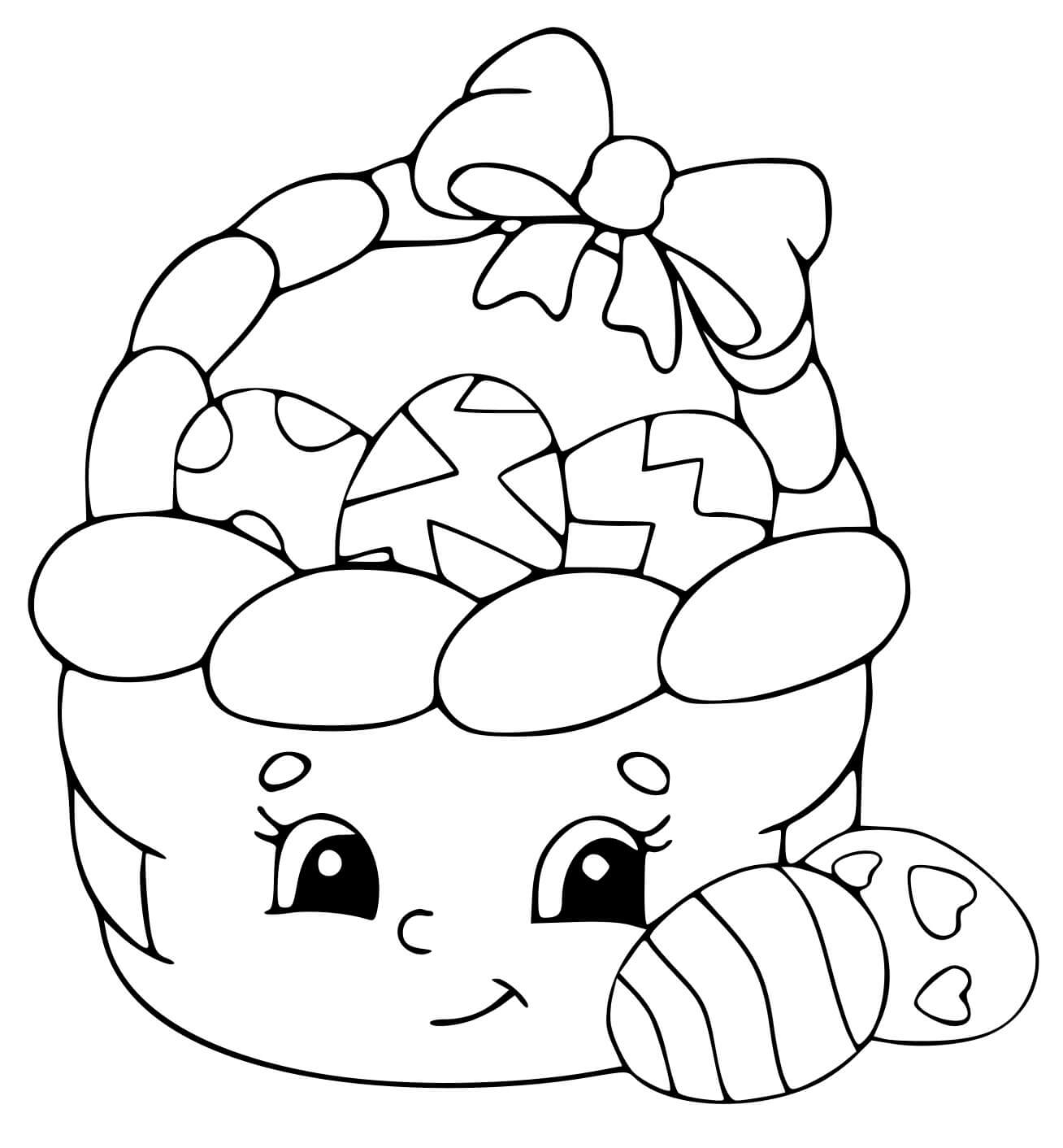 Kids Easter Basket Cheerful Coloring Page