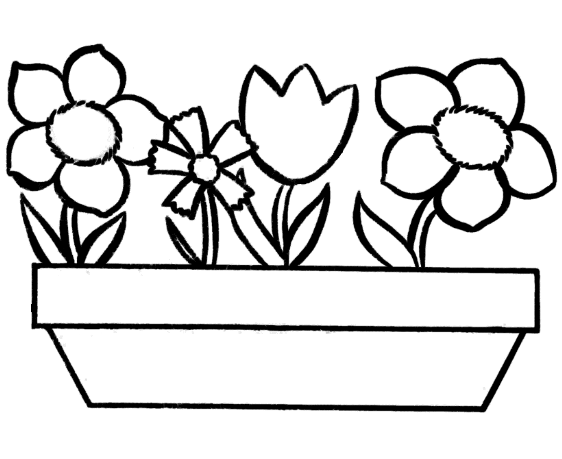 Kids Flowers Simple Coloring Page
