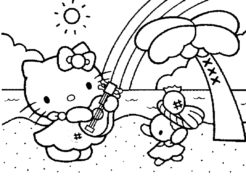 Kids Hello Kitty S At The Beach Coloring Page
