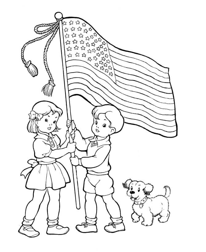 Kids with Flag Day
