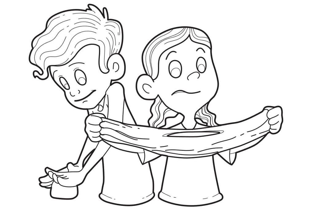 Kids with Slime Coloring Page