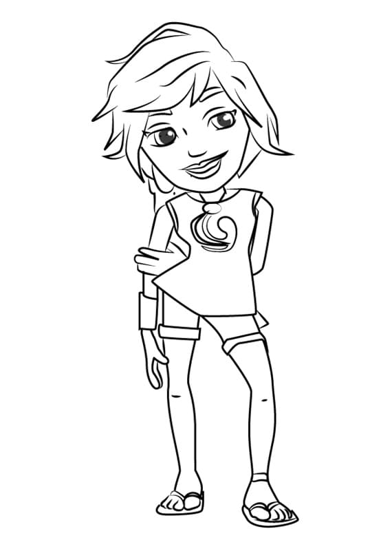 Kim from Subway Surfers Coloring Page