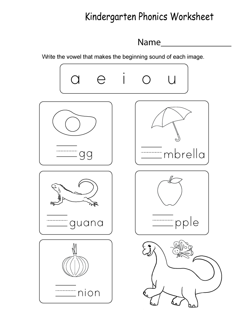 Kindergarten Phonics Worksheet