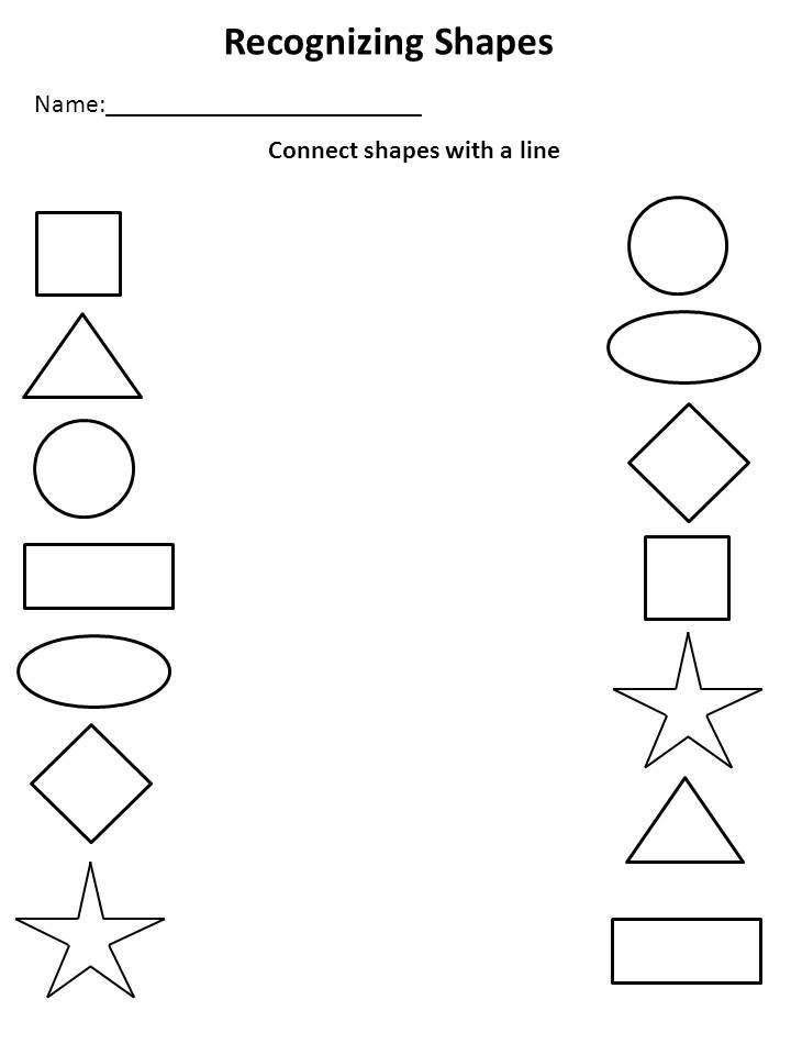 Kindergarten Worksheets Matching Shapes