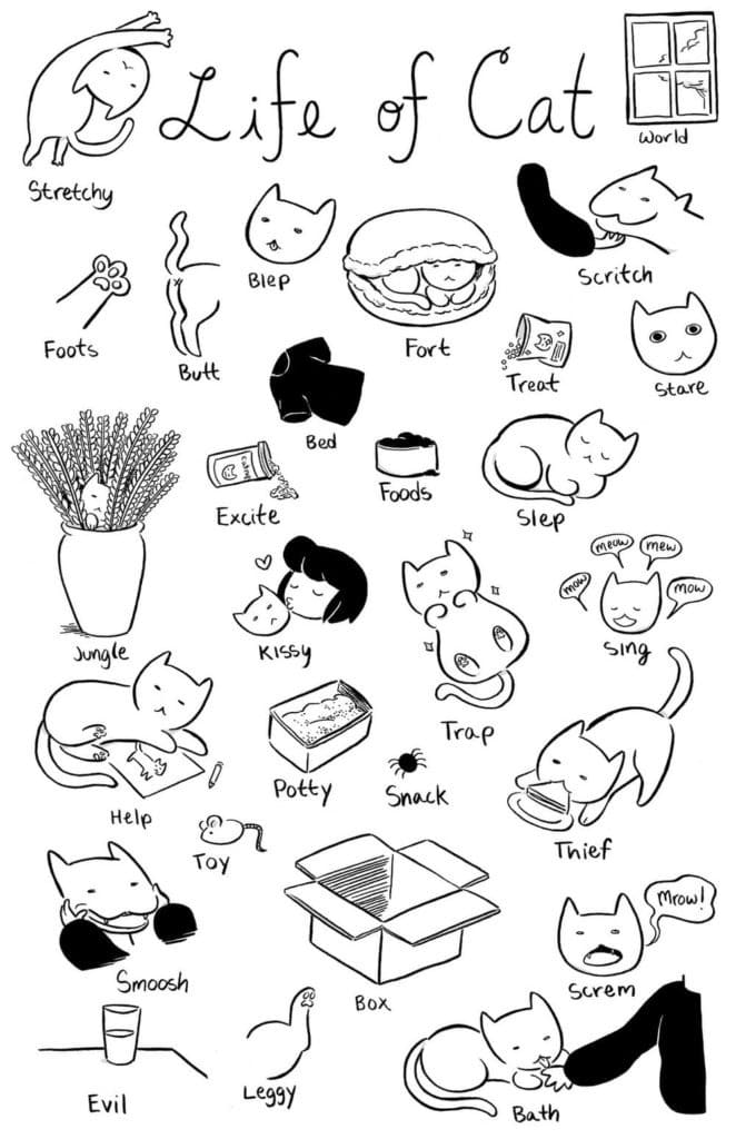 Kitten Aestheic Coloring Page