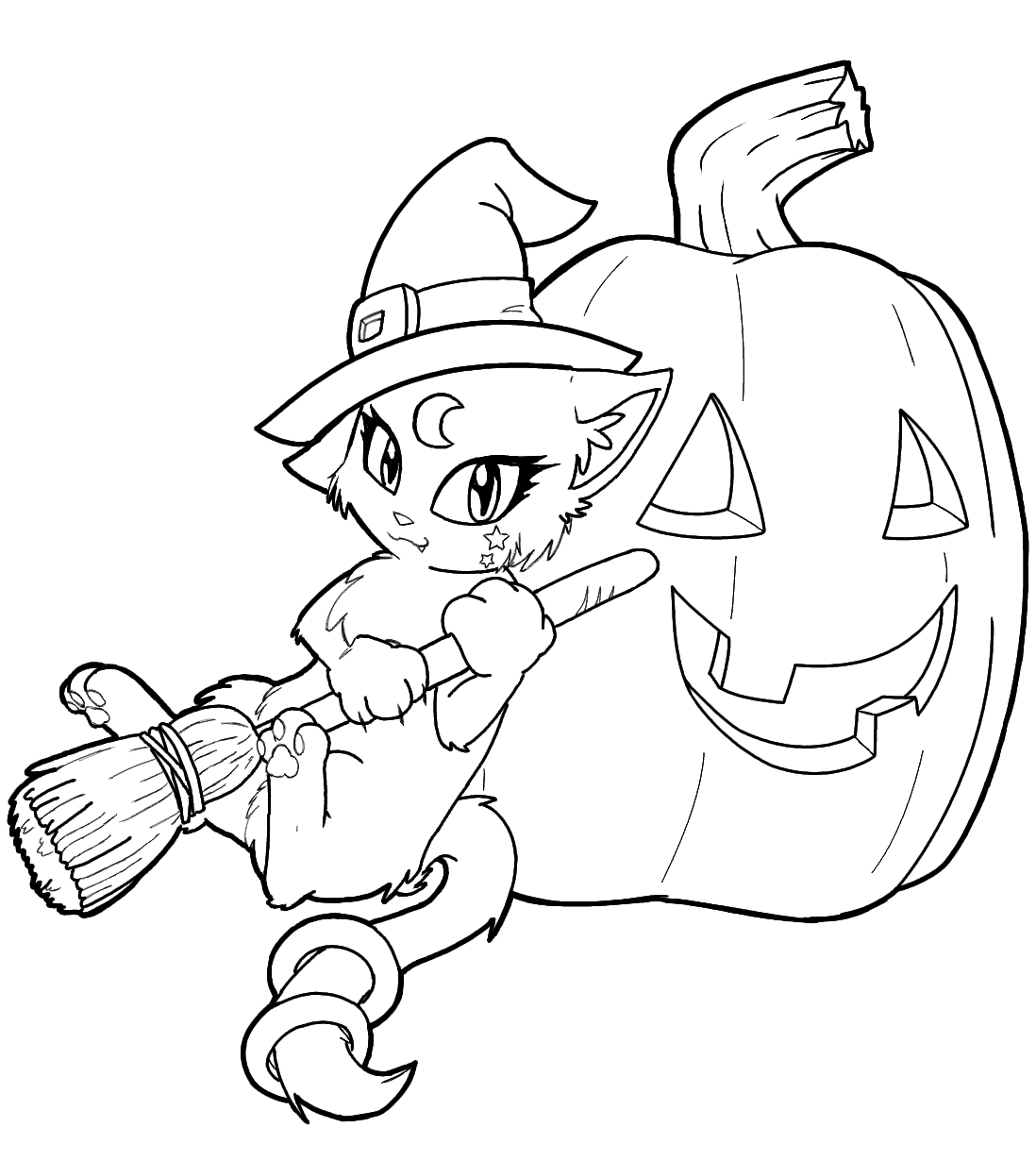 Kitty Cat Free Halloween For Kindergarten Coloring Page