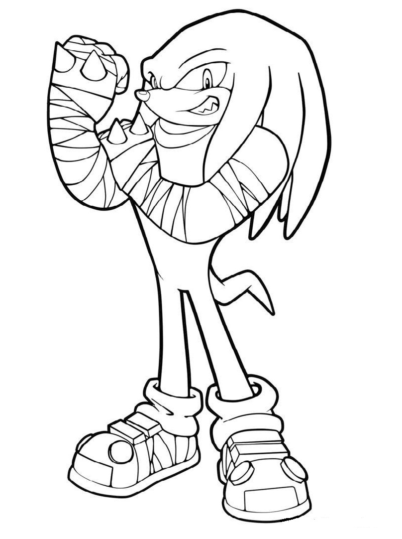 Knuckles The Echidna Ready To Fight Coloring Page
