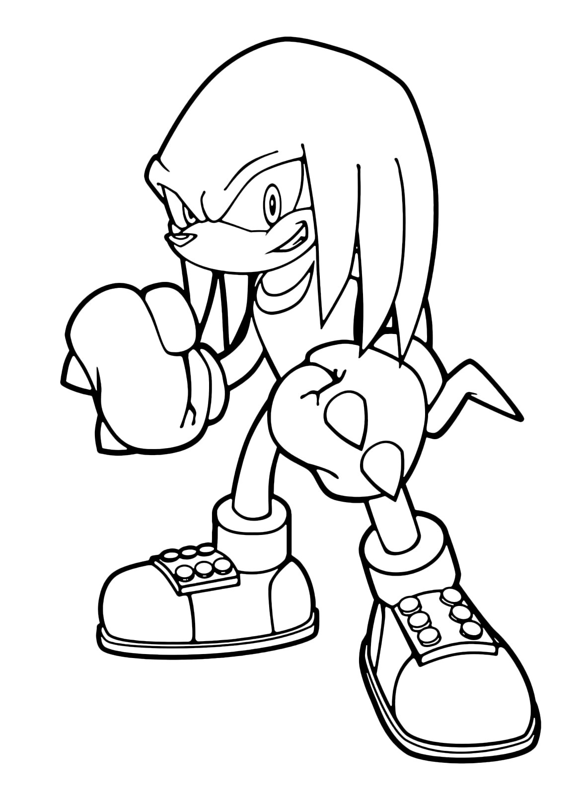 Knuckles The Echidna Smiling Coloring Page