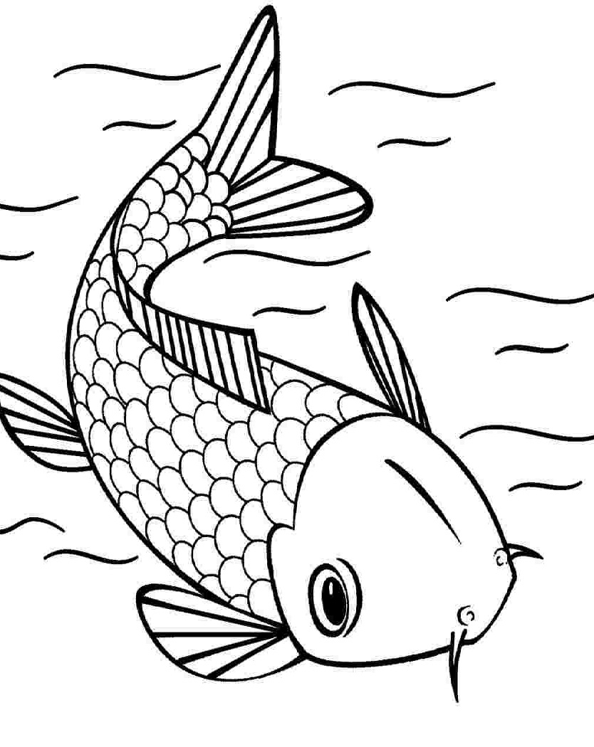 Koi fish Swimming Coloring Page