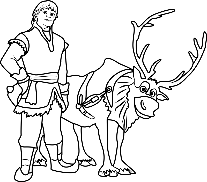Kristoff And Sven Coloring Page