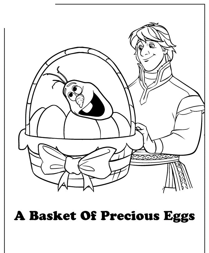 Kristoff Easter Basket With Eggs And Olafs Head Colouring Page Coloring Page