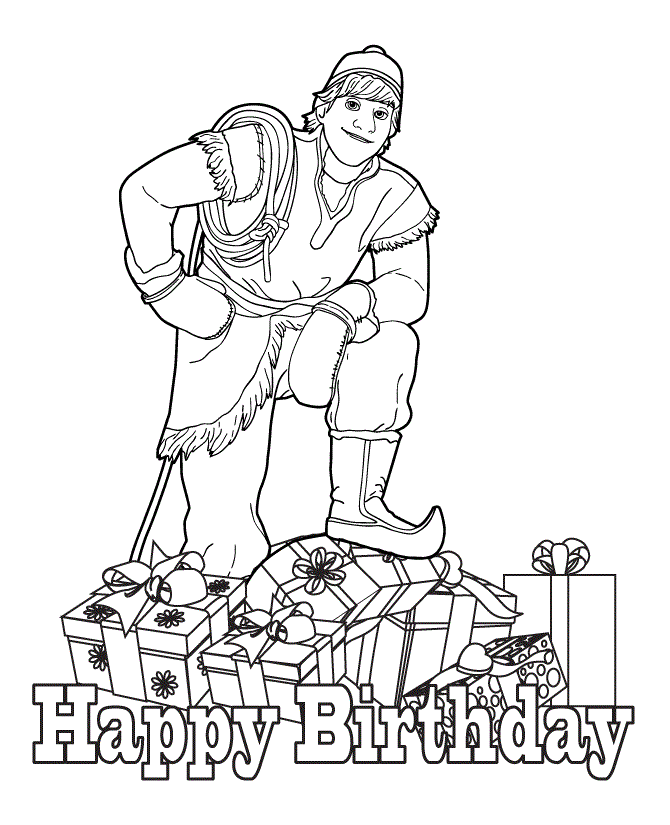 Kristoff Wishing You Happy Birthday Colouring Page Coloring Page