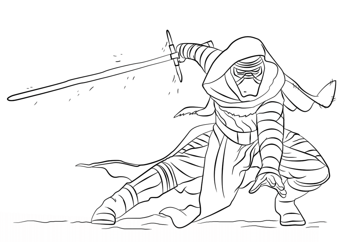 Kylo Ren Star Wars Episode VII The Force Awakens Coloring Page