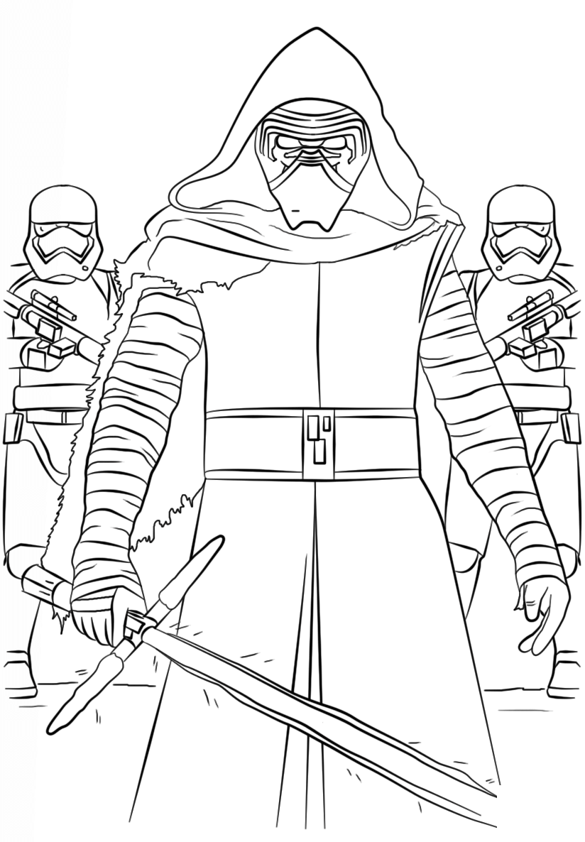Kylo Ren And The First Order Star Wars Episode VII The Force Awakens Coloring Page