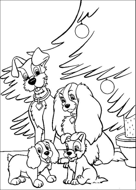 Lady, the Tramp and Puppies Coloring Page