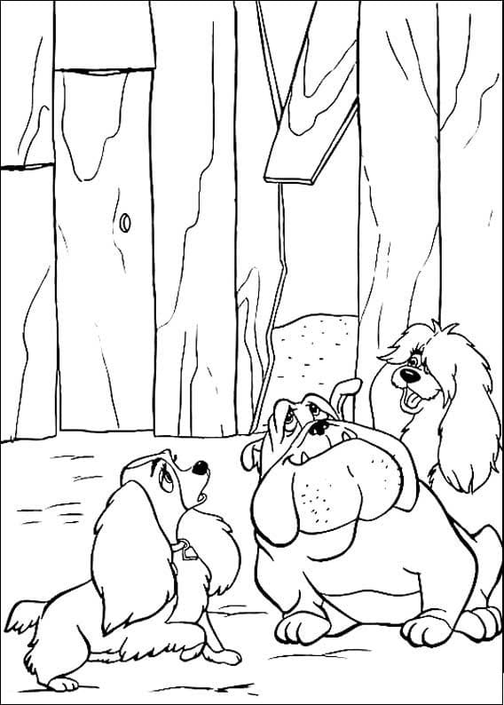 Lady and the Tramp’s Friends Coloring Page