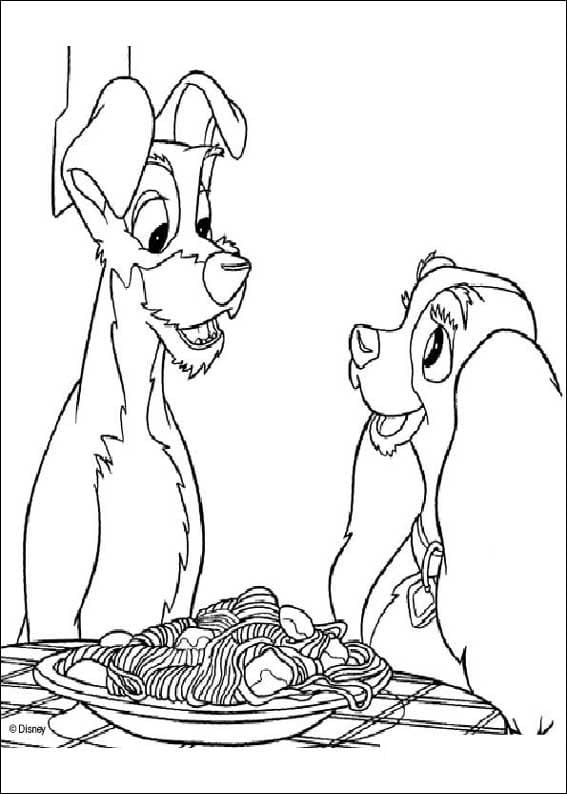 Lady and the Tramp 1 Coloring Page