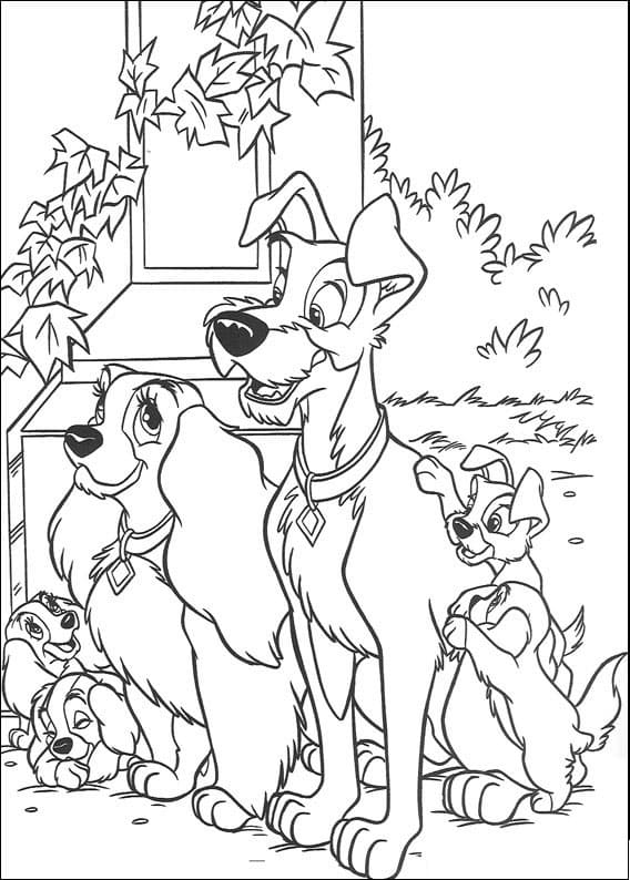 Lady and the Tramp Family Coloring Page