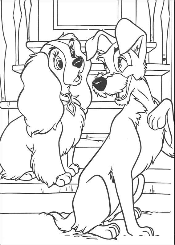 Lady and the Tramp Talking Coloring Page