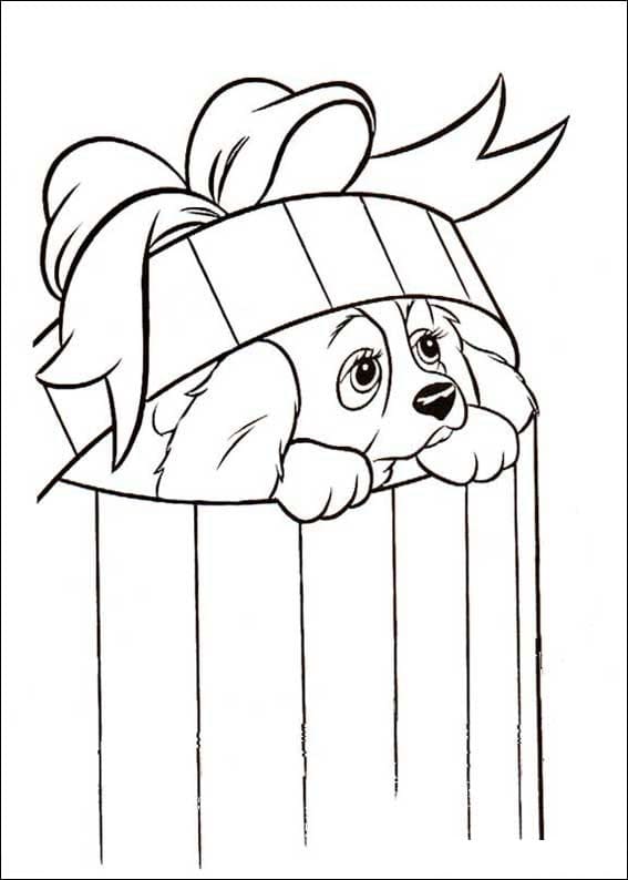 Lady in Gift Box Coloring Page