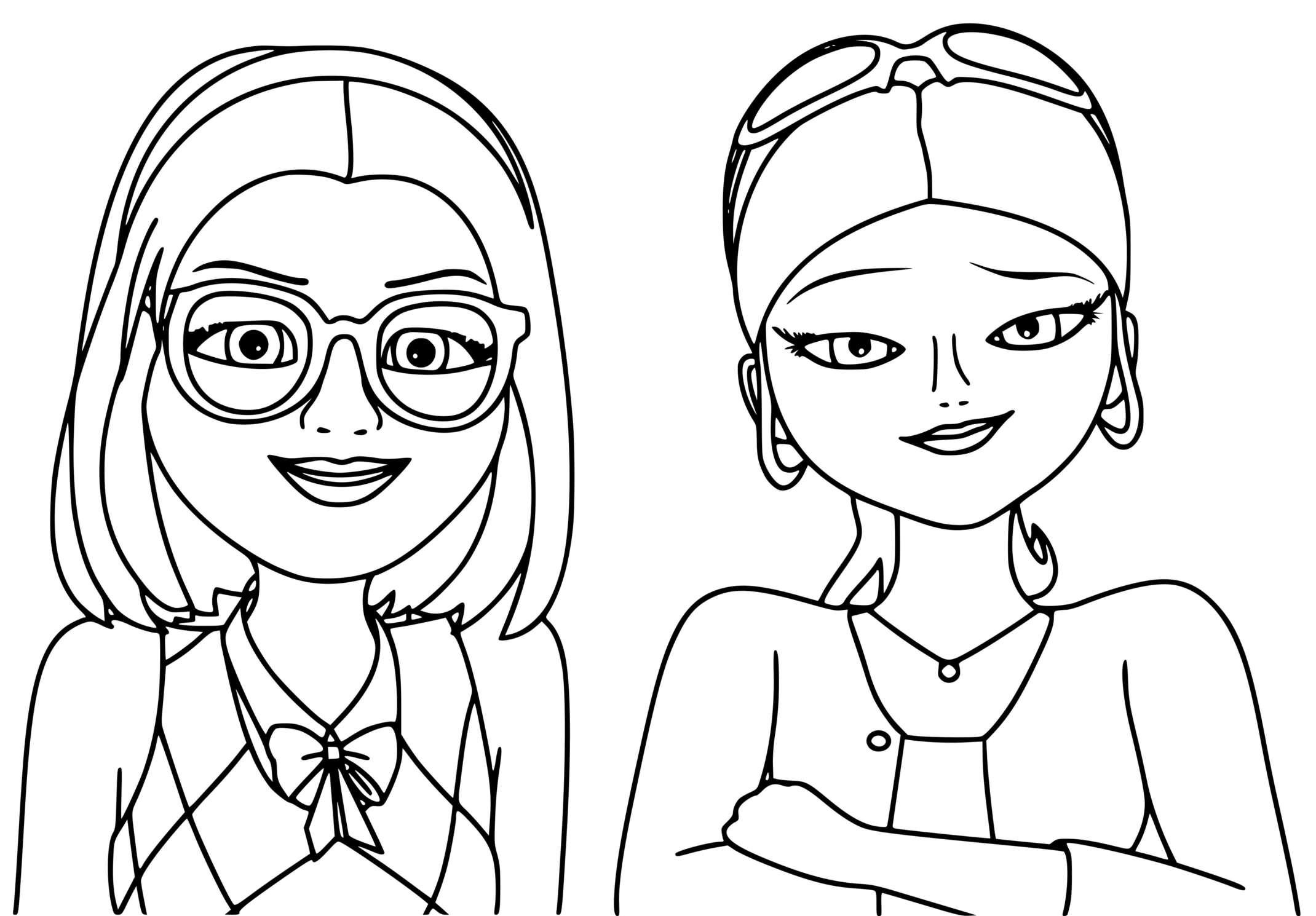 Lady Noir And Chloe Bourgeois Coloring Page