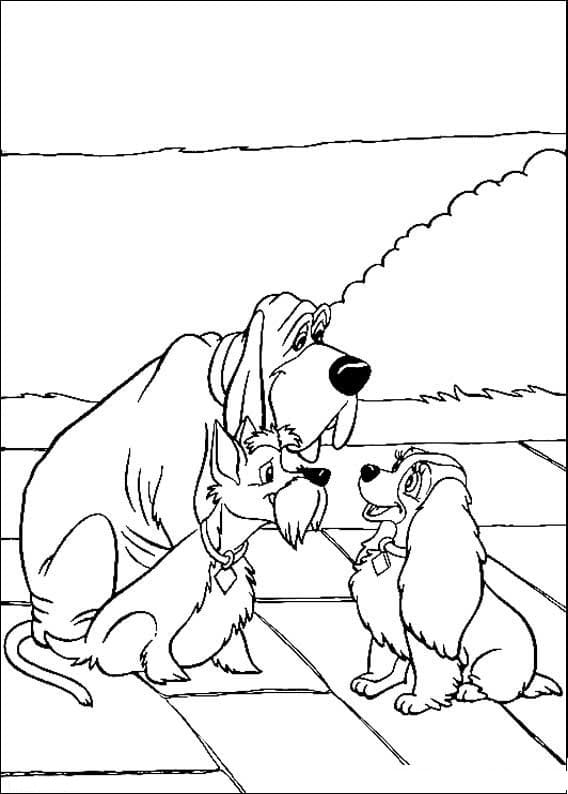 Lady with Trusty and Jock Coloring Page