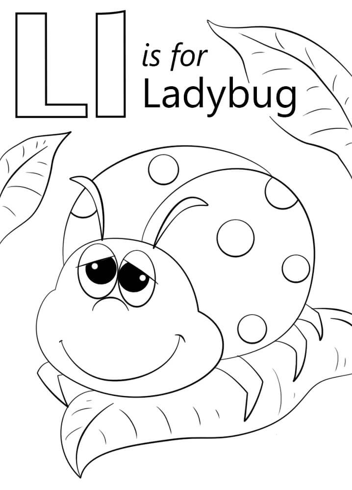 Ladybug Letter L Coloring Page