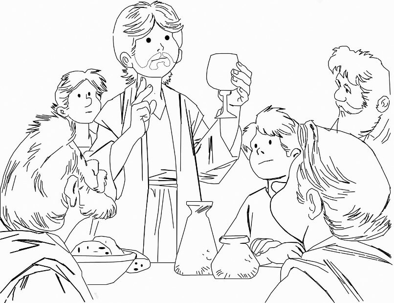 Last Supper Bible For Kids Coloring Page