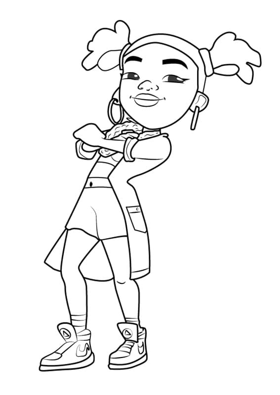 Lauren from Subway Surfers Coloring Page